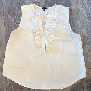 J. Crew Cream Ruffle Front Blouse